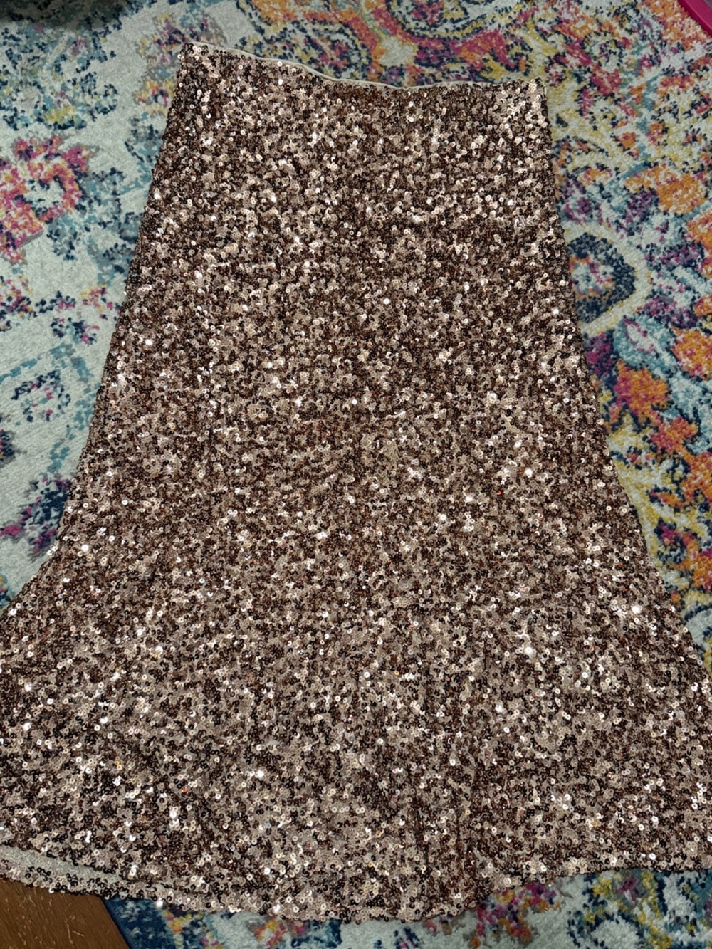 ARULA Rose Gold Sequin Maxi Skirt